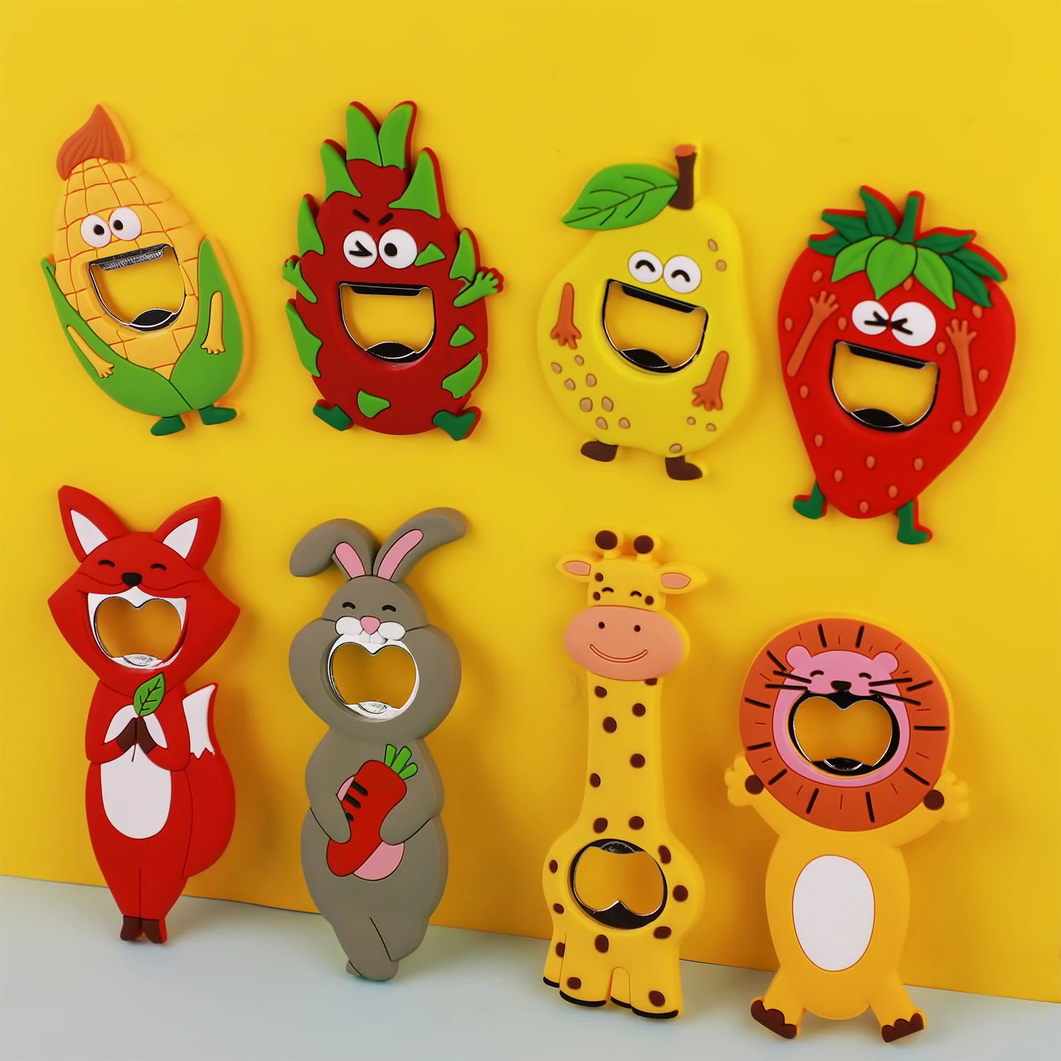 Giraffe Beer Bottle Opener Refrigerator Magnet Rabbit Fox Fruit Pear Strawberry Bottle Opener Refrigerator Magnet