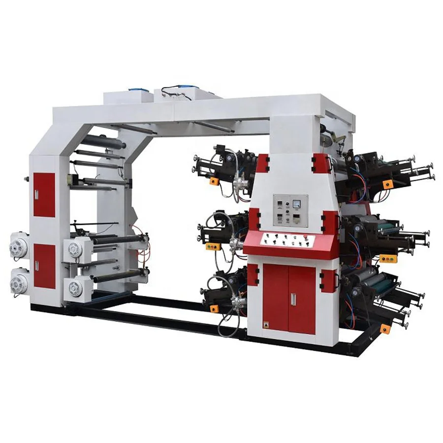 High speed automatic six colour polythene paper flexo printing machine for plastic bags
