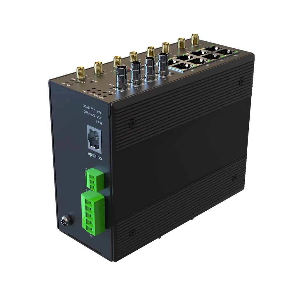 
AC 85-265V 10 Port 8 1000M RJ45 2 1*9 Dual-band WIFI 5G/2.4G Antenna 1 Channel LTE 4G/5G Wireless Industrial Ethernet Switch 