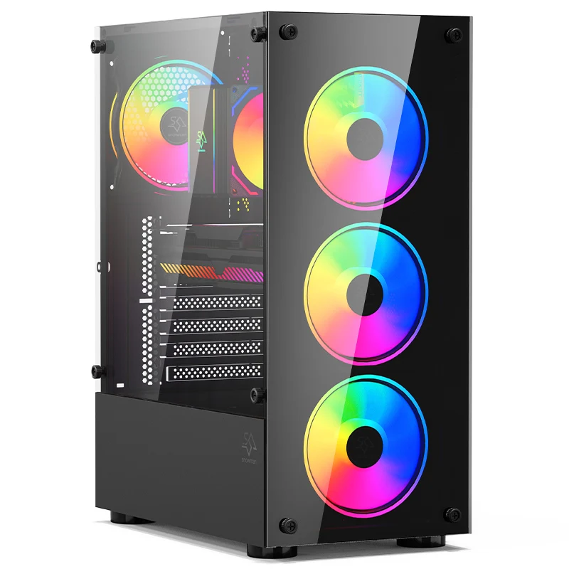 Снеговик классический дизайн Mid Tower игровой чехол для ПК ATX MATX Mini ITX компьютерный под заказ закаленное стекло черный Настольный