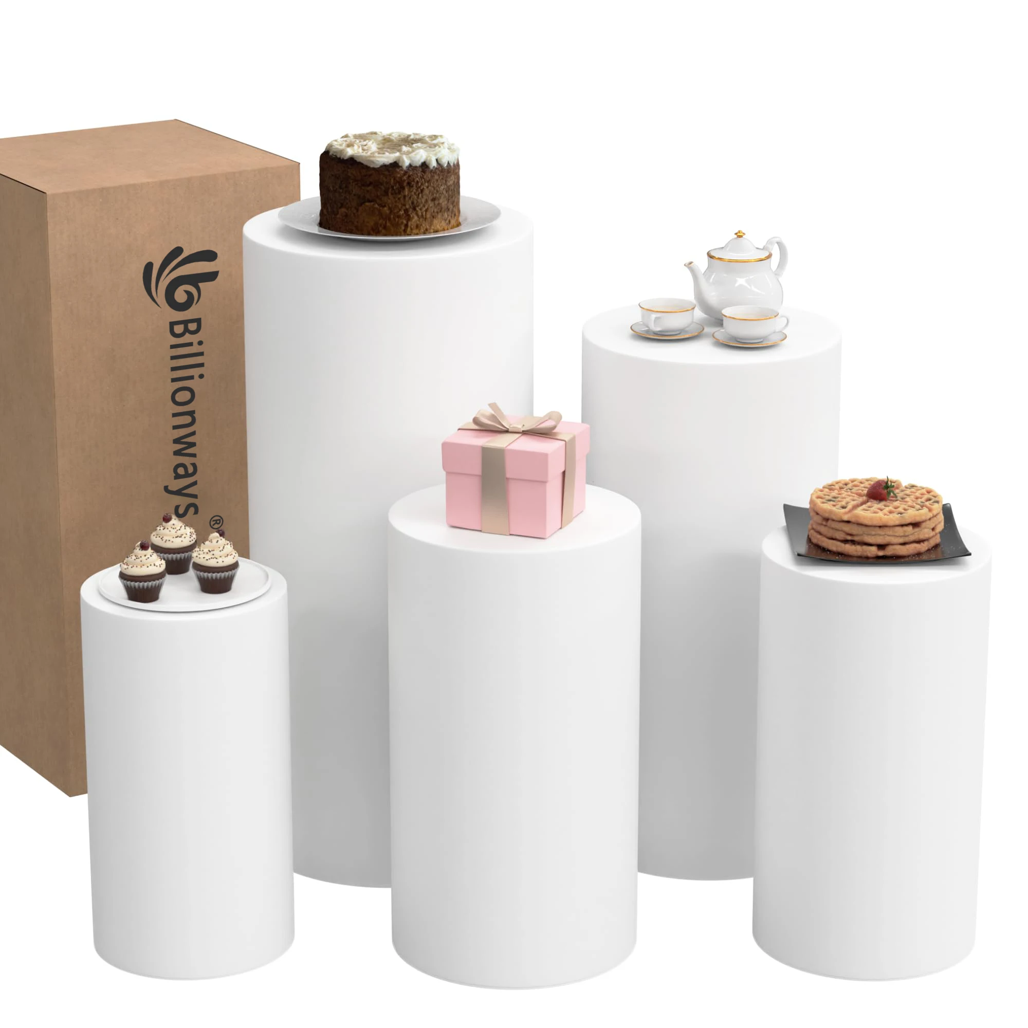 5Pcs Party Wedding Props Plinths Cylinder Rack Candy Dessert Cake Pedestal