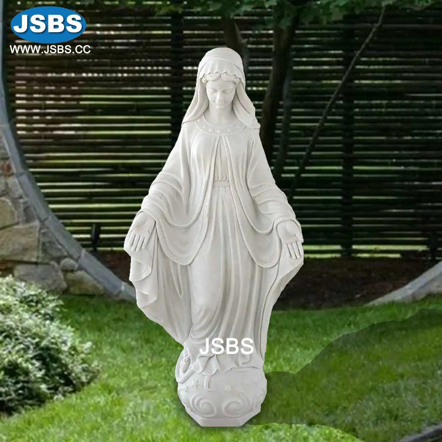 Stone Carved White Marble Life-Size Religious Virgin Mary Statue Maria Sculpture