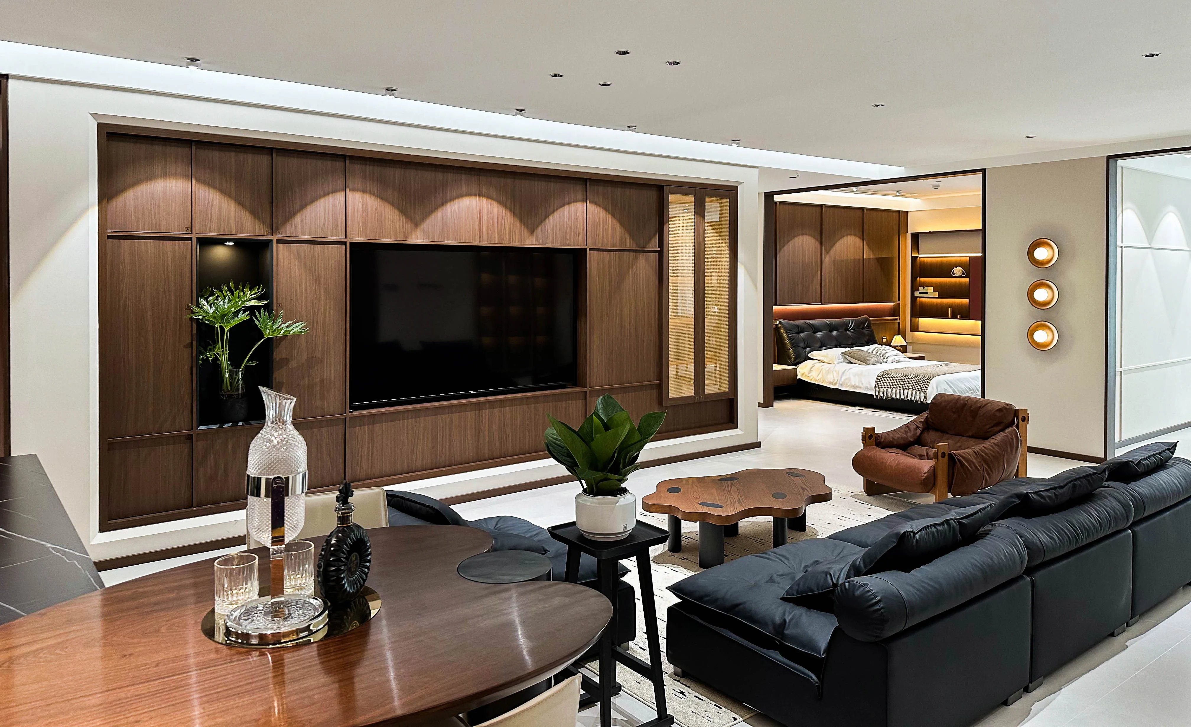 Living Room TV counter Living Room Furniture Southeast Asian Style Rattan Woven Door