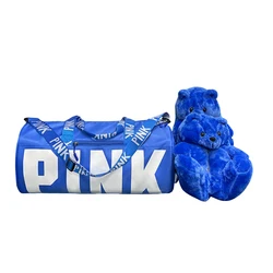 New Arrivals Plush Slippers Pink Bag Duffle Travel Set Spend The Night Weekender Gym Overnight Duffle Bag And Teddy Bear Slipper