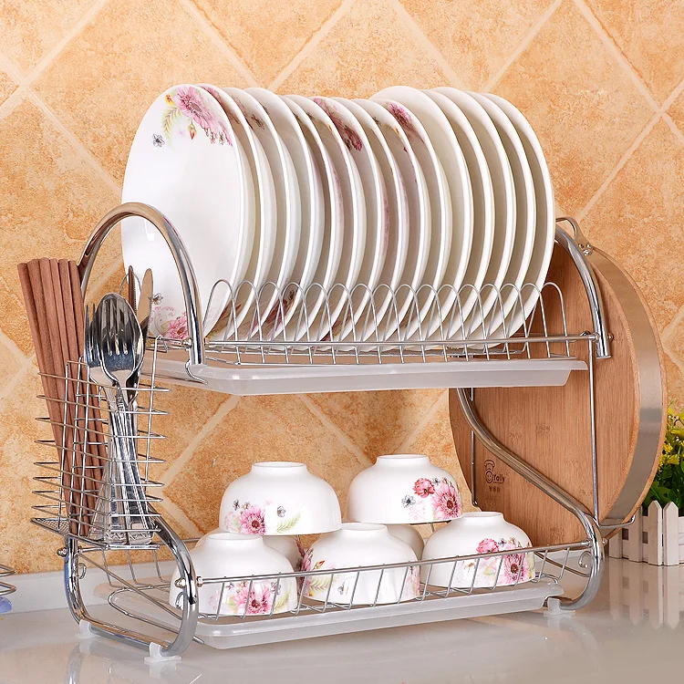 Multifunctional Storage Organizer Dish Drainer Dryer 2 Tier Dish Rack
