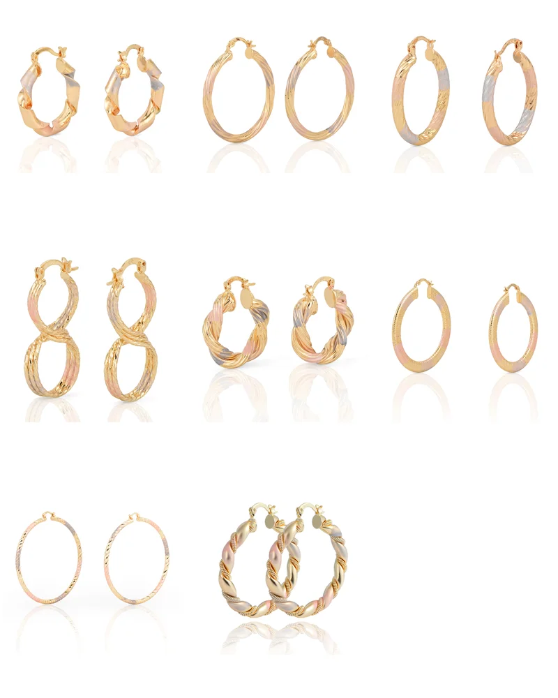
2019 Factory Price Three Tone Plated Copper Alloy jewelry Hoop Earrings for women 