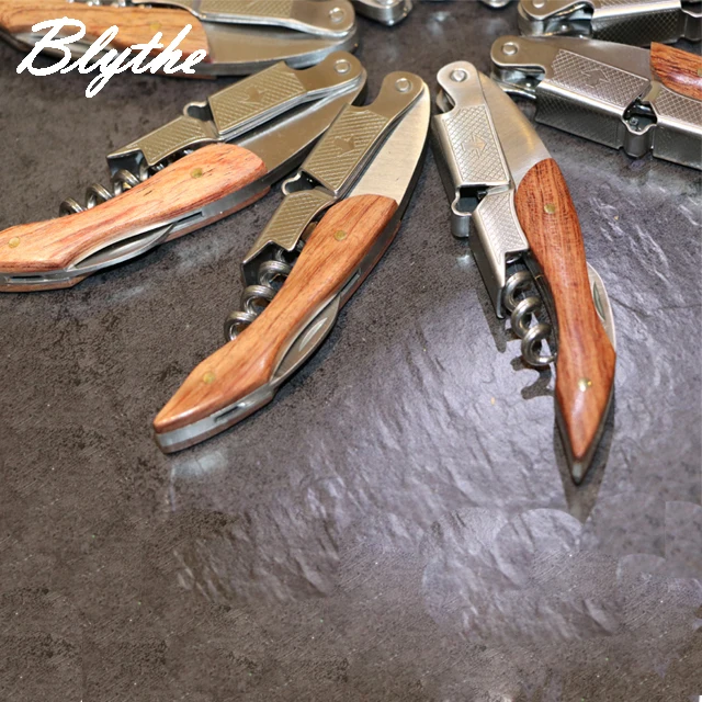 Hot sale  gift stainless steel wooden custom wine beer bottle opener