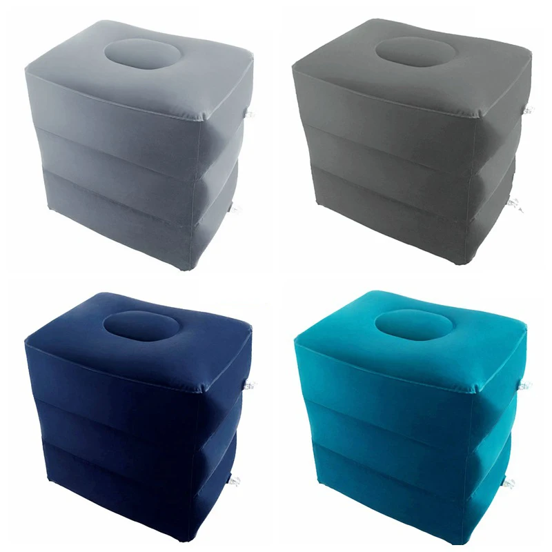 Inflatable Travel Pillow Foot Rest Pillow Car Bus Airplane Foot Pad Adjustable Height Adult Kids Flight Sleeping Resting Pillow