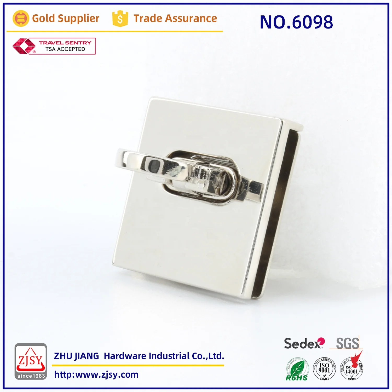 6098 Zinc Alloy Leather Ladies Bag Exquisite Accessories Twist Lock