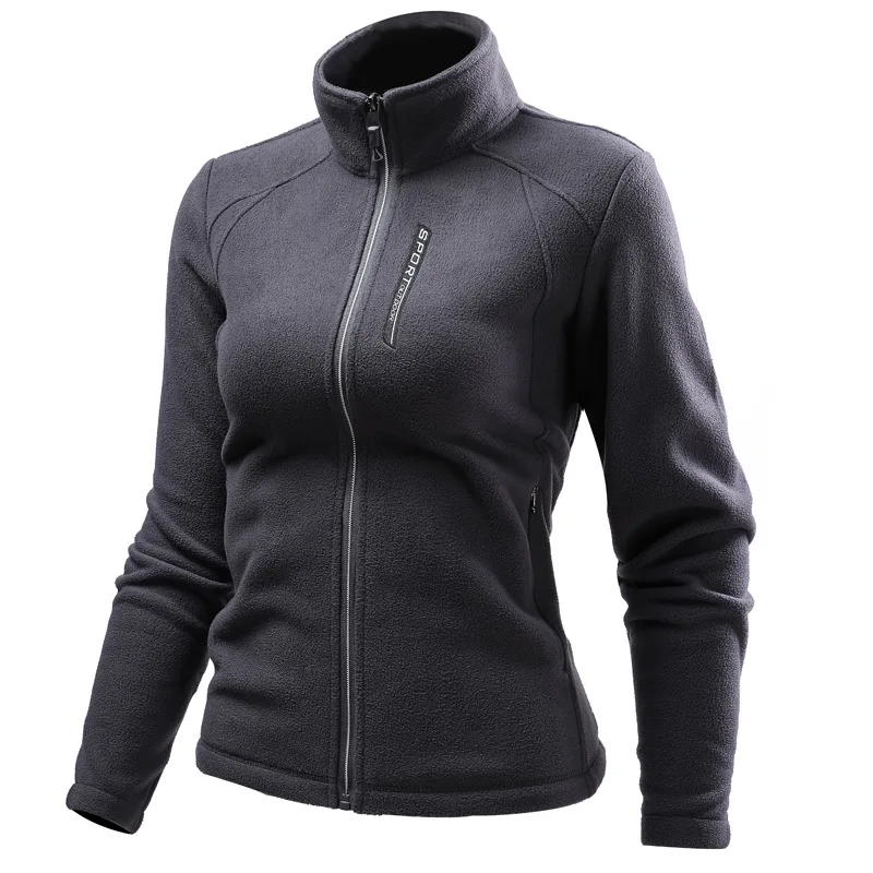 2021 Winter Custom Logo Fashion Casual Stand Collar Zipper Jacket Light Weight Women Polar Fleece Jacket