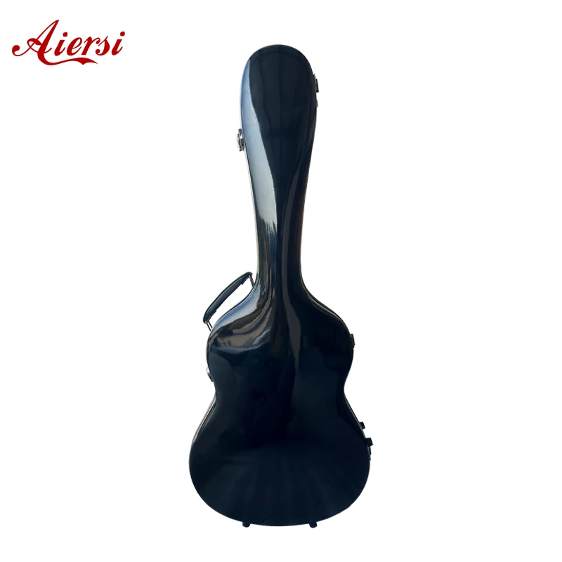 China Aiersi High quality black Fiberglass Guitar Case for Classical and Acoustic guitar