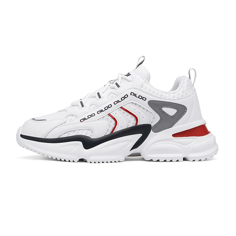 QILOO 2024 Mens High Quality Casual Sport Shoes Unique New Toe Design Height Increasing Thick Bottom Mesh Insole Spring Rubber