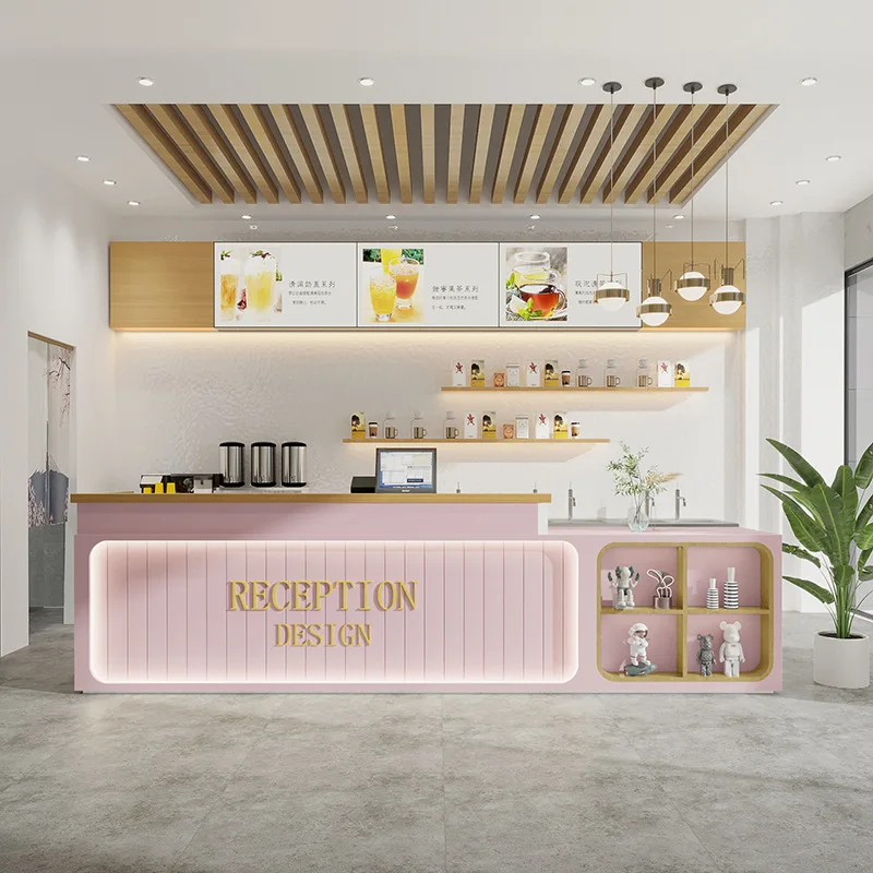 Coffee Checkout Counter Hotel Office Modular Furniture Work Front Desk Reception Salon Reception Desks With Cabinet For Sale