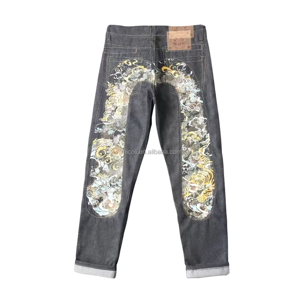 Factory wholesale new style blue stock dropshipping men biker skinny Clothing custom-made factory Printed embroidered jeans