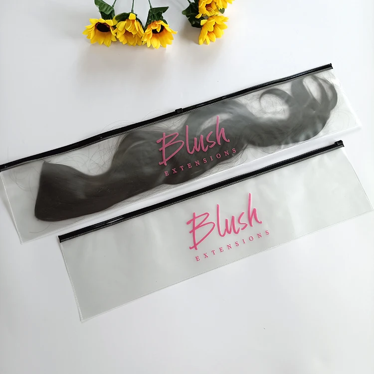 Custom LOGO Printed High Quality Clear Pvc Wig Bags Hair Extensions Packing Bag PVC Zip Plastic for Packaging