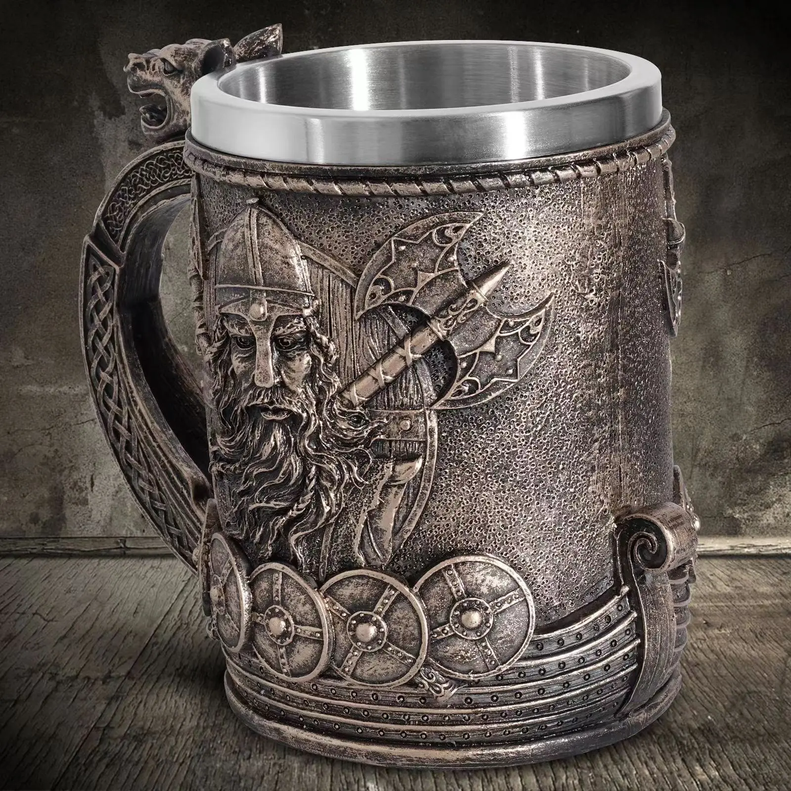 Пивная кружка Viking Pirate 600 мл из нержавеющей стали смолы средневековая ретро-кружка 3D для кофе вина