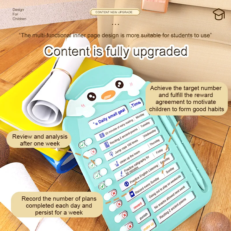 Custom Kids Time Management Training Tool To Do List Self-Discipline Clock Cards Early Education Toy Children