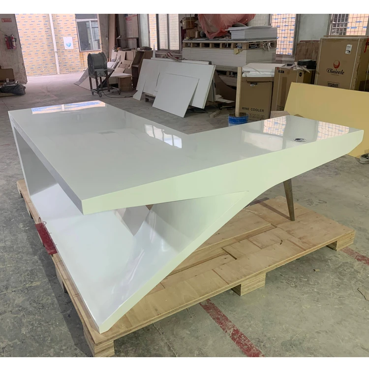 Large Size Pure White Solid Surface Office Desk Table New Design Executive Office Furniture Desk Director Table