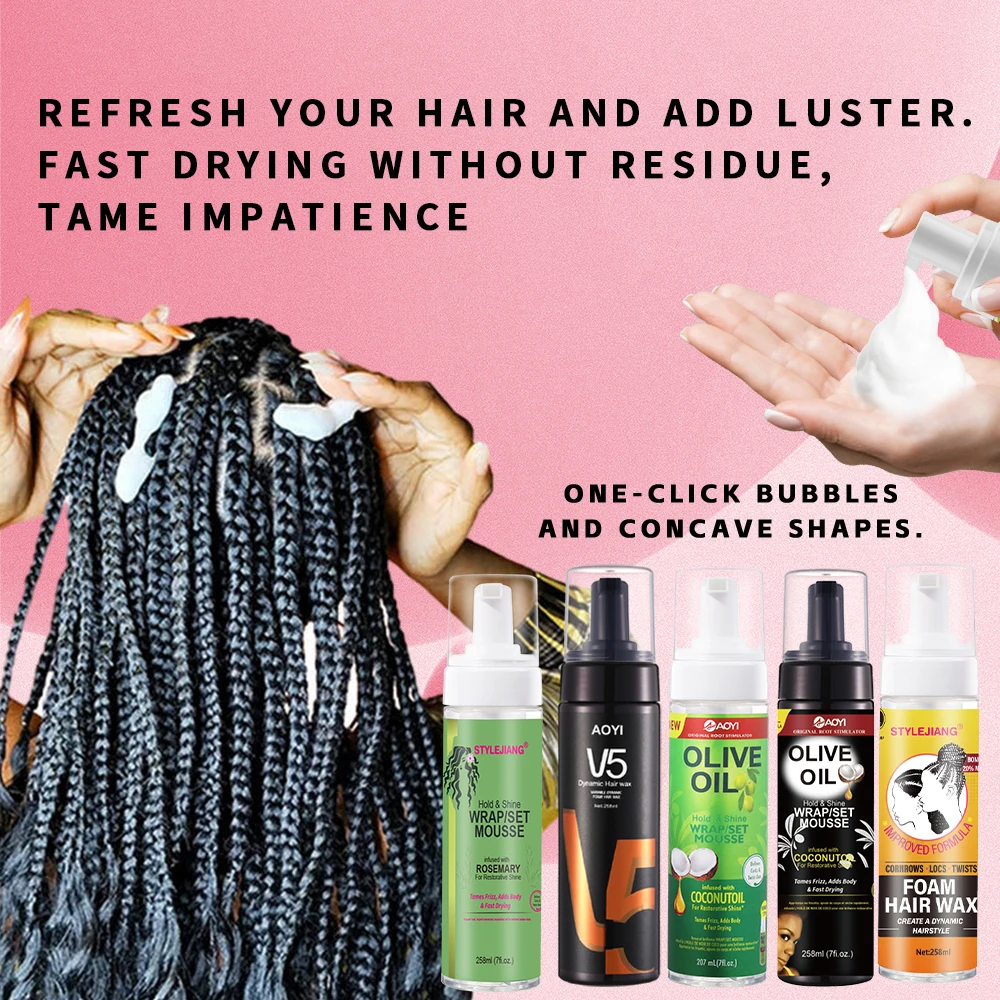 Custom curly hair treatment style product mouss alcohol free private label Curling Hair Mousse Styling Foam