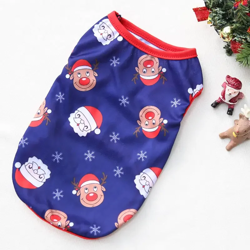 Christmas cat dog clothes pet clothing soft comfortable pajamas Christmas vest small and medium sized dog clothes