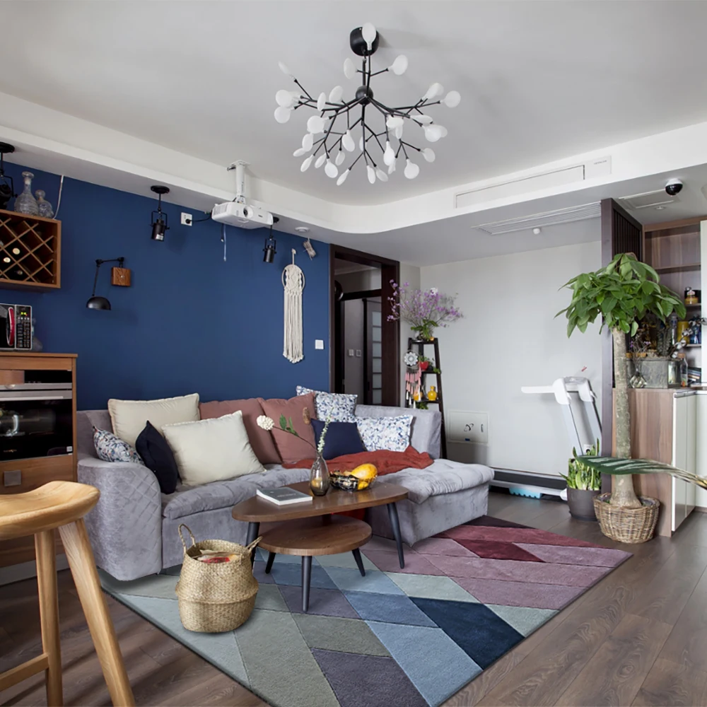 Wholesale price indoor house geometric soft hand tufted acrylic carpet living room modern