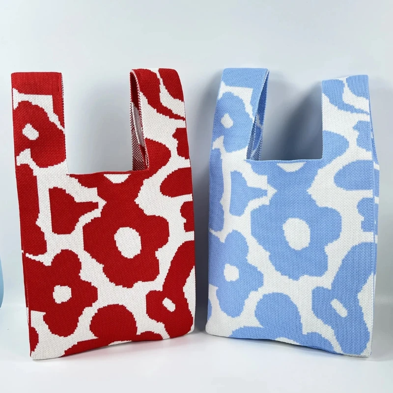 Customized Stylish Mini Crochet Tote Bag Small Canvas Purse Pouches for Daily Use Functional Knitted Bags for Women