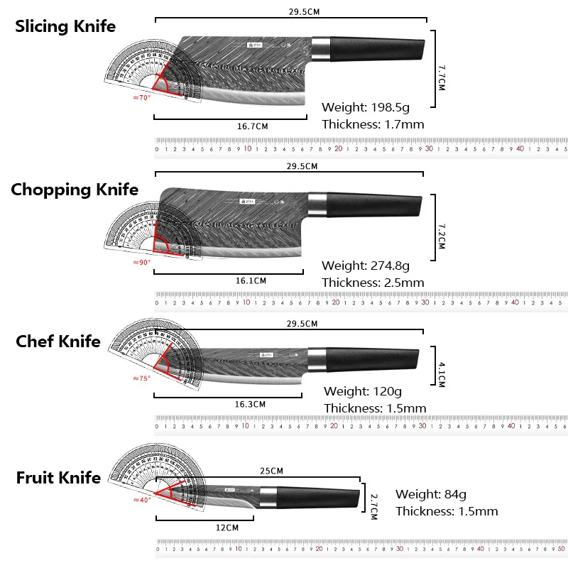 Kitchen Chef Knife Set Paring Knife Cooking Knife with 3CR13 Stainless Steel Blade and Plastic Handle