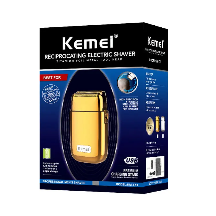 Сильная мощность km-tx1 электробритва Amazon горячая Распродажа Kemei TX1 металлический корпус бритвенная головка USB зарядка Борода бритвы