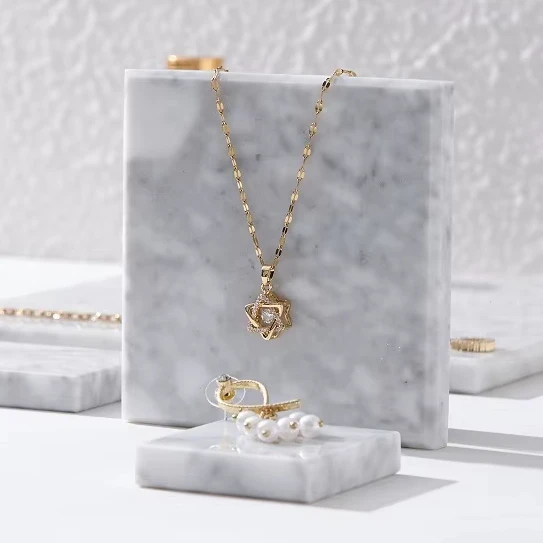 Nordic Simple Natural White Stone Jewelry Earrings Glasses Necklace Ring Dish Craft Show Stand Marble Jewelry Display Tray Mat