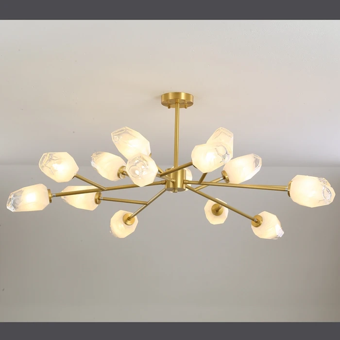 Minimalist Spanish Natural Marble Stone Hotel Villa Bar Luxury Restaurant Copper Ceiling Pendant Light