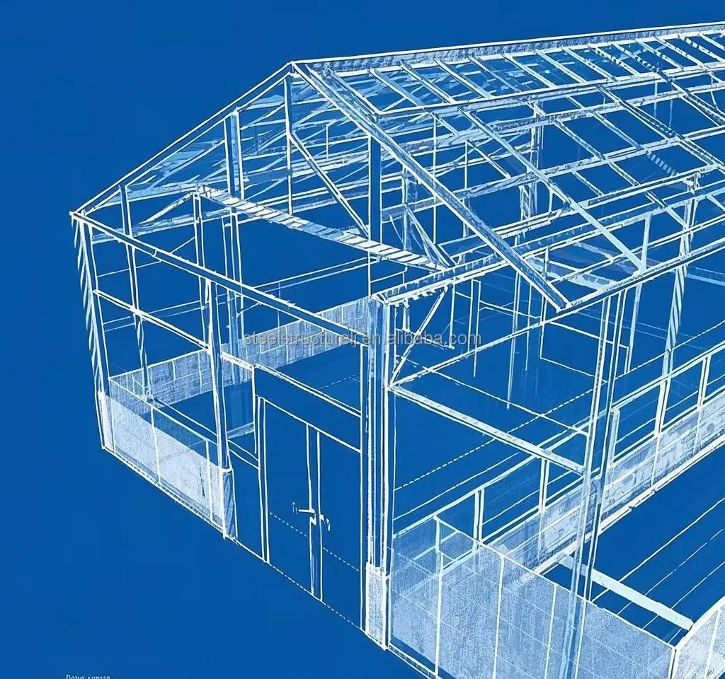 Large Modern Design Prefabricated Steel Cow Shed for Cattle Ranching Cow Dairy Farm   Steel Structure Cow Farm