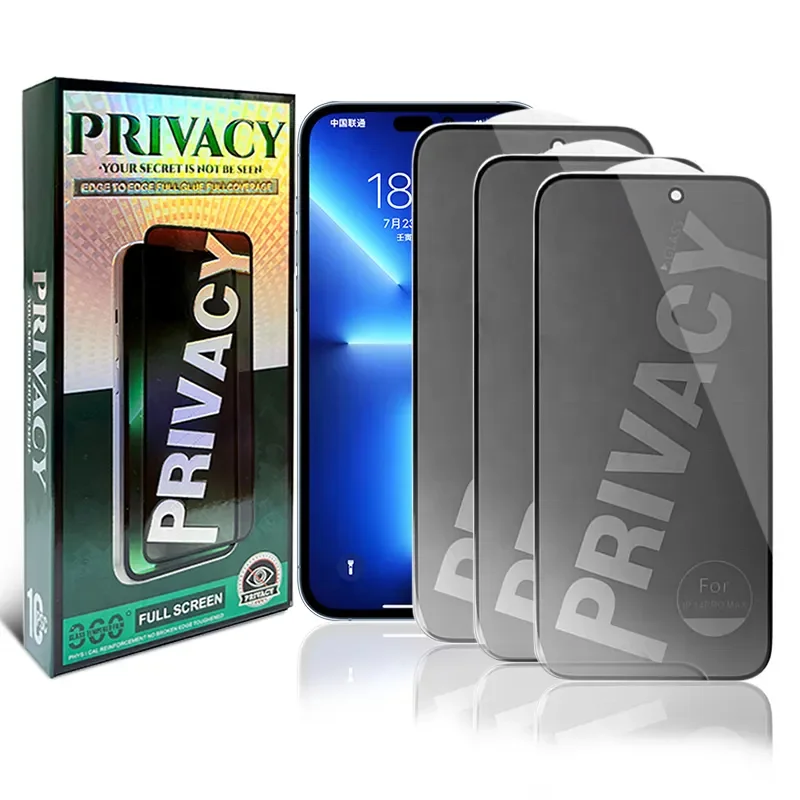 9H Anti shock Tempered Glass for iPhone Full Cover Anti Spy Privacy Screen Protector for iPhone 15 Pro Max 14 13 Pro 12 Plus 11