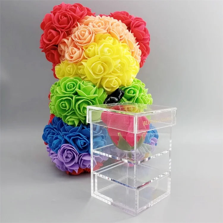 Hot sale square packaging box for exhibit luxury acrylic flower box with lid high quality gift exhibit box