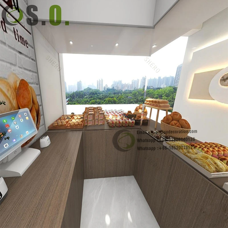Metal Bakery Shop Furniture Display Cabinet Double Wall Food Shelf Grid Bread Display Rack