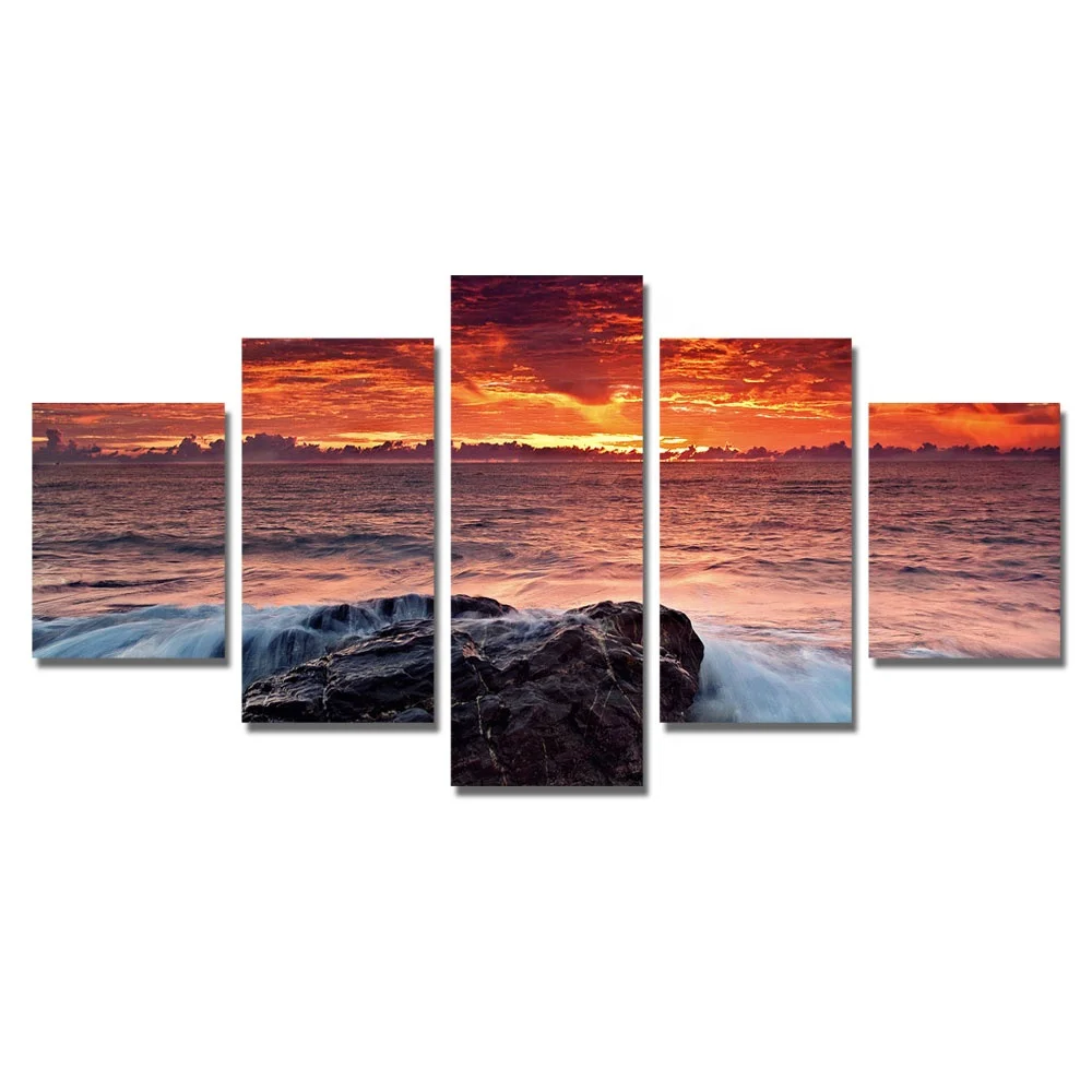 Large 5 Panel Abstract Home Goods Wall Art Canvas Painting
