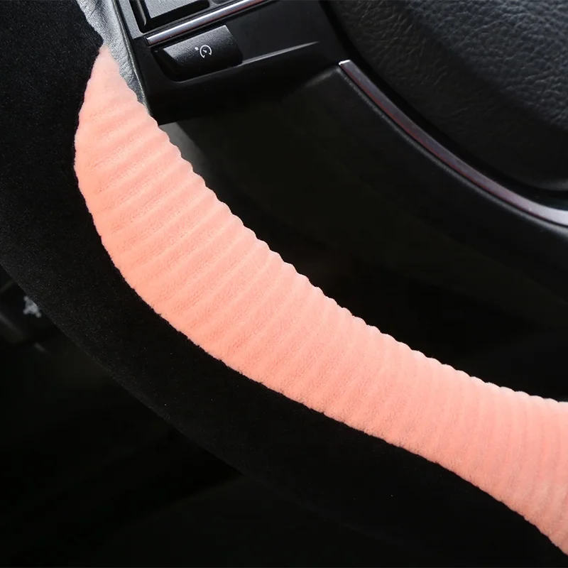 Car interior accessories manufactory direct deal wholesale universal cute plush car steering wheel cover for women