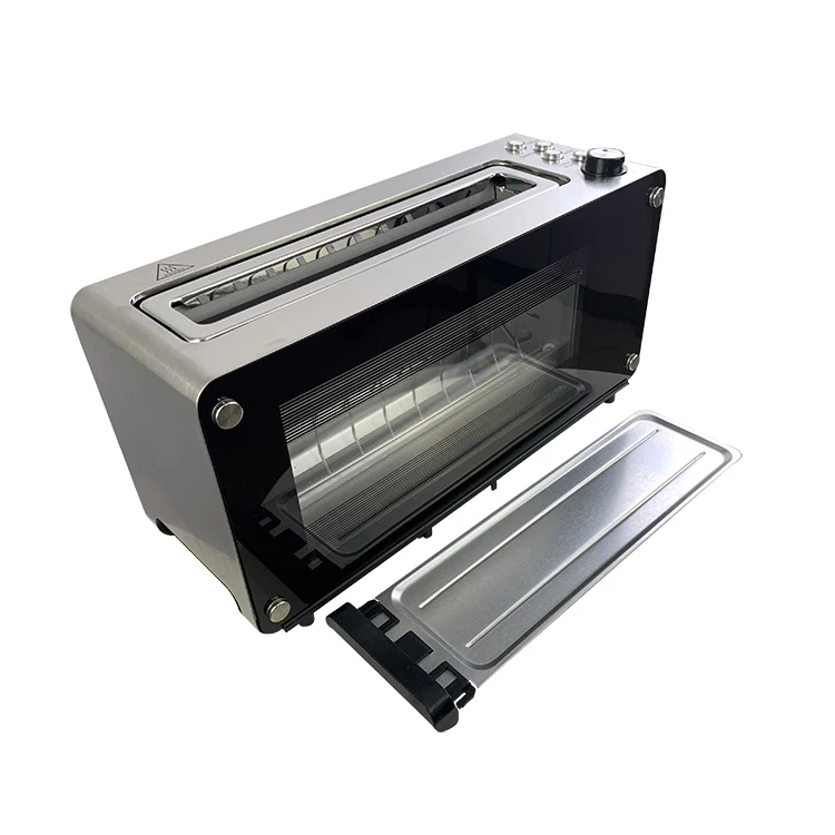 Sandwich Breakfast Maker Bread Toaster Machine 2 Slice Long Slot Visible With Glass Window