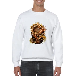 Autumn Winter Pullover Plus size 4XL Brand Streetwear Hoodies Men 100%Cotton Harajuku Dragon Pattern Embroidery Crane Sweatshirt