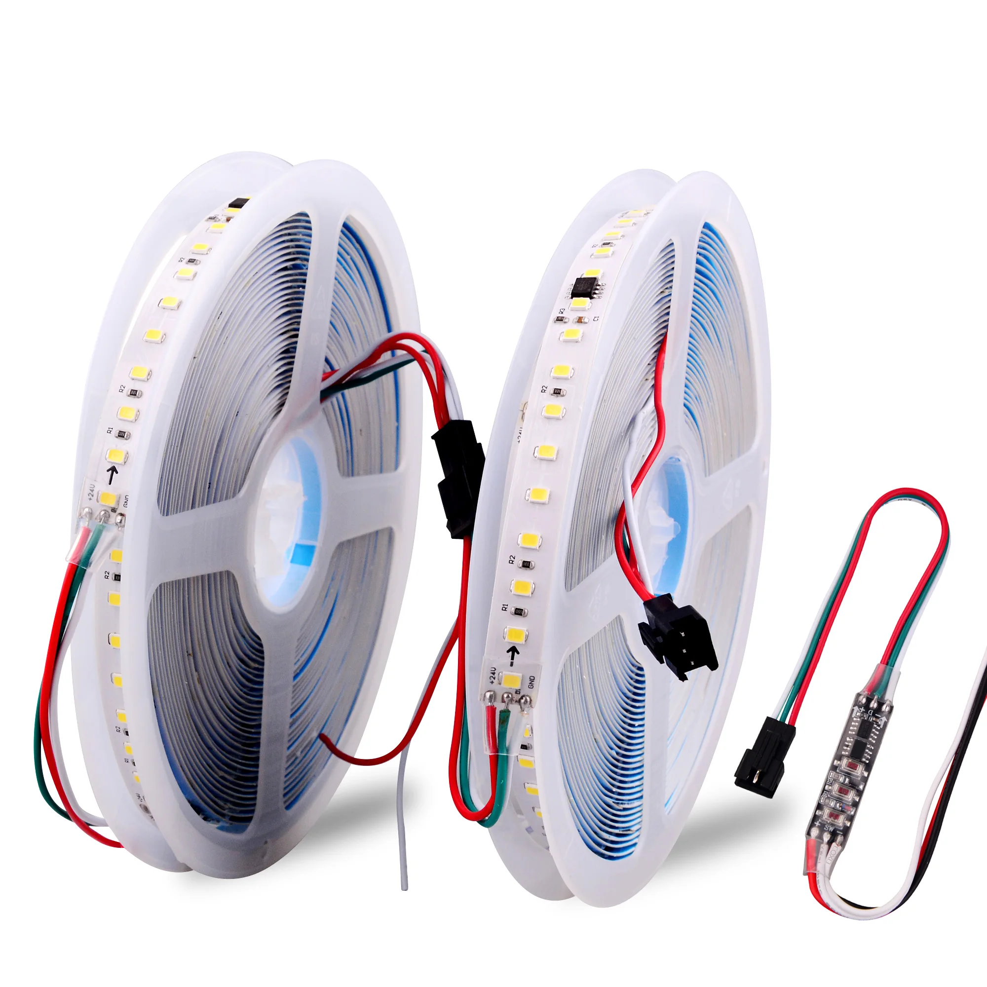 Chasing Running Water White Colorful 24V 2835 120leds 3000K 4000K 6500K Addressable Digital Pixel Led Strip Lights 3 Wire