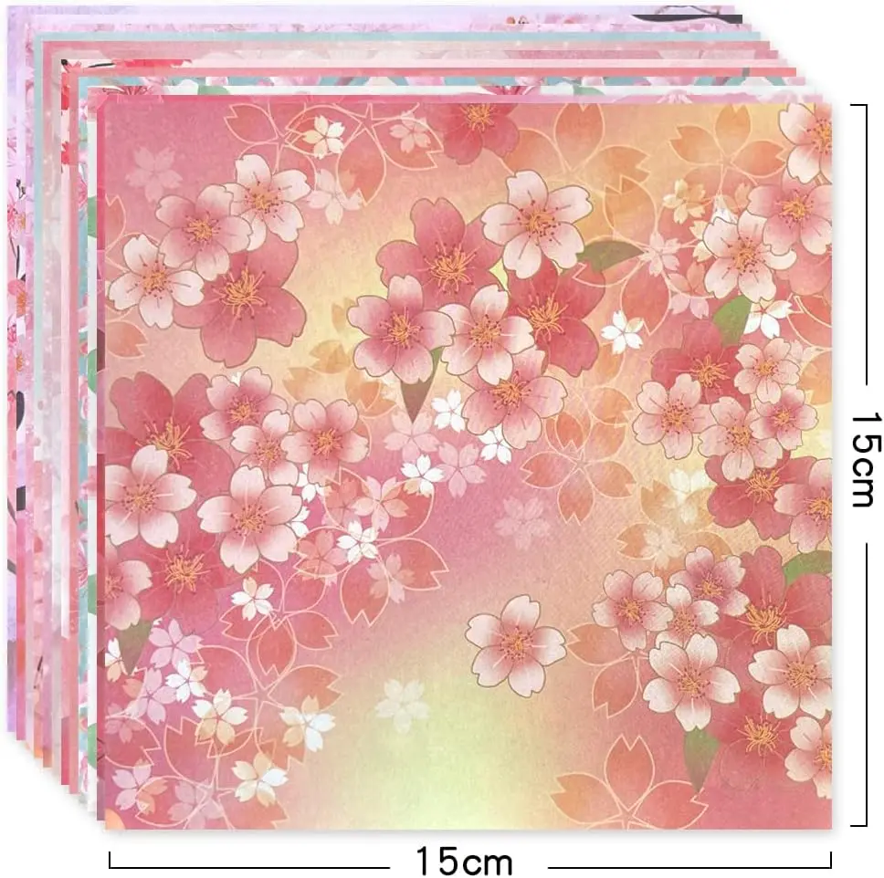 Origami 6x6 Paper Kit 50 Sheets 12 Vivid Colors Double Sided Printed Traditional Patterns Square for Arts Crafts Projects