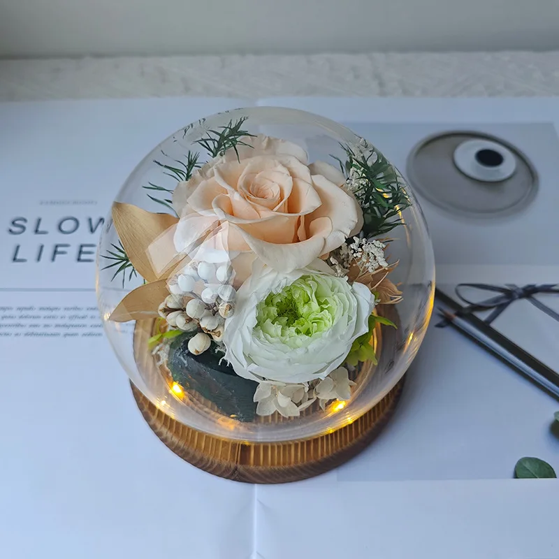C-31 Eternal Flower Senior Affection Day Gift Rose Real Flower Glass Cover Little Prince Birthday Gift Christmas