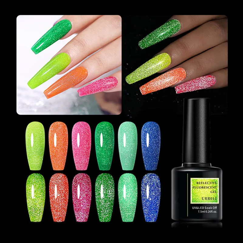 Aokitec Top Selling Bling Girl Luminous Neon Color Sparking Diamond Glitter Uv Gel Nail Polish Vendor
