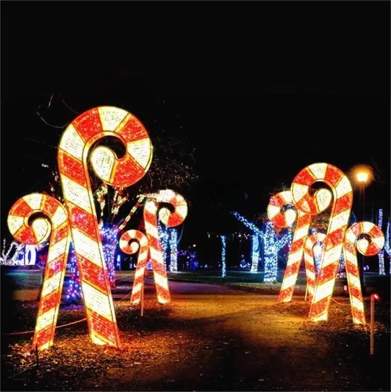 IP65 waterproof Outdoor giant christmas decorative landscape lighting candy cane motif lights