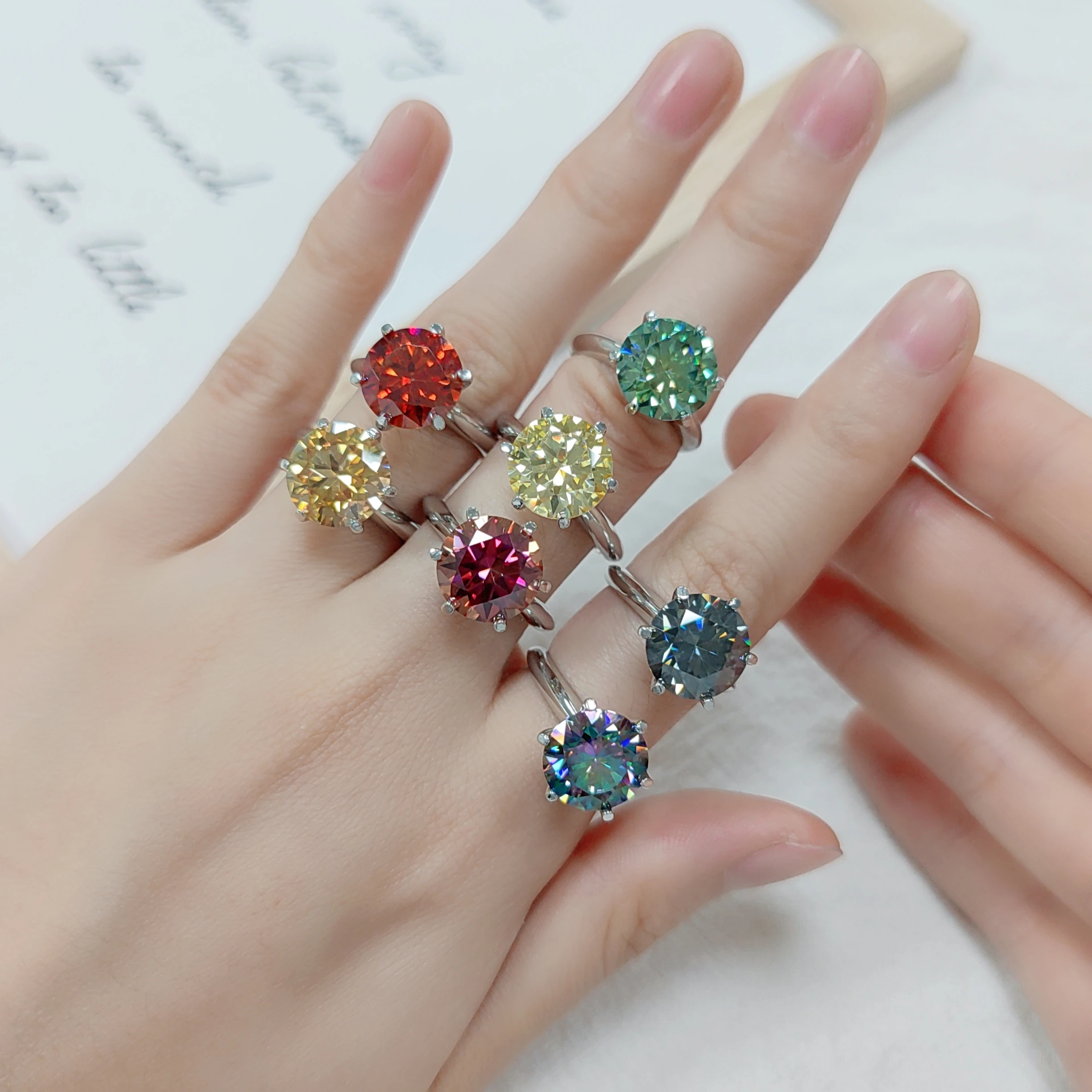 Соблюдения обручальное 5CT цвет Муассанит ювелирные изделия с бриллиантами оптом для женщин 925 серебро 5 карат муассанит кольцо