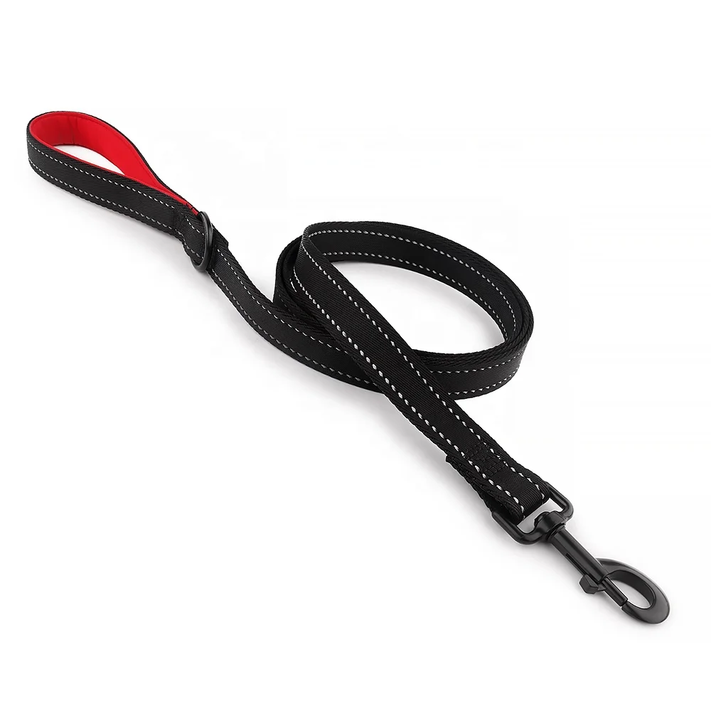 Double Side Reflective Pure Nylon Dog Leash with Soft Neoprene Padding Handle