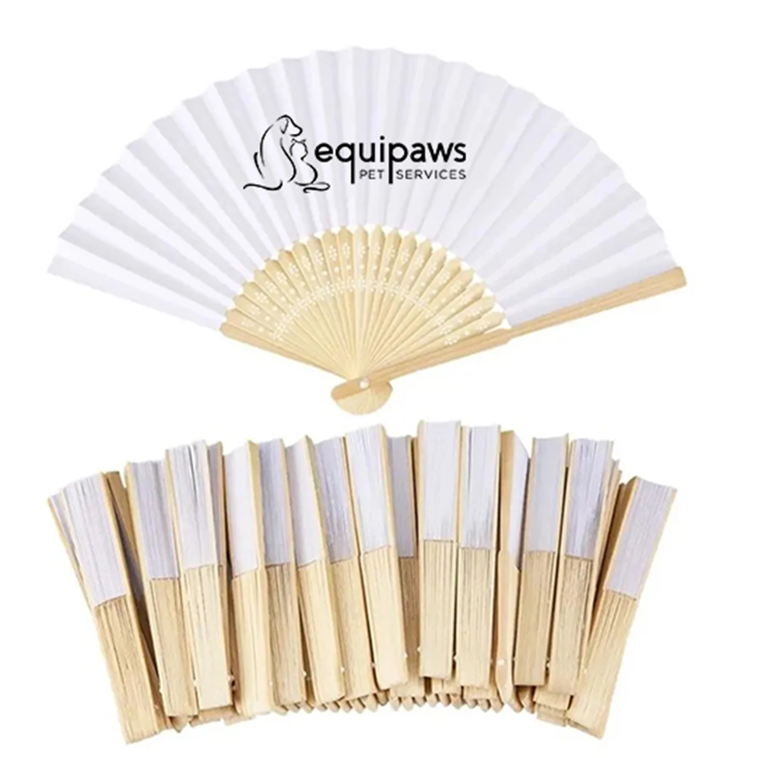 Promotional bamboo paper fabric custom printed folding hand fan