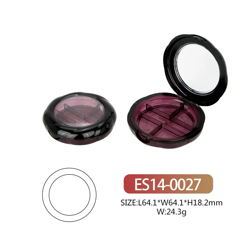 Factory Supply Cosmetic Package Transparent Petal-Shaped ABS Plastic 4 Colors Eye Shadow Box With Brush