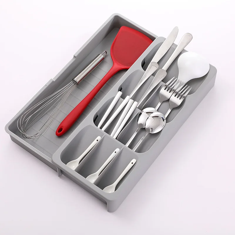 Home Retractable Kitchen Storage Rack Drawer Organizer Box Cutlery Rack Divider Knife Fork And Chopsticks Storage Rack Gift
