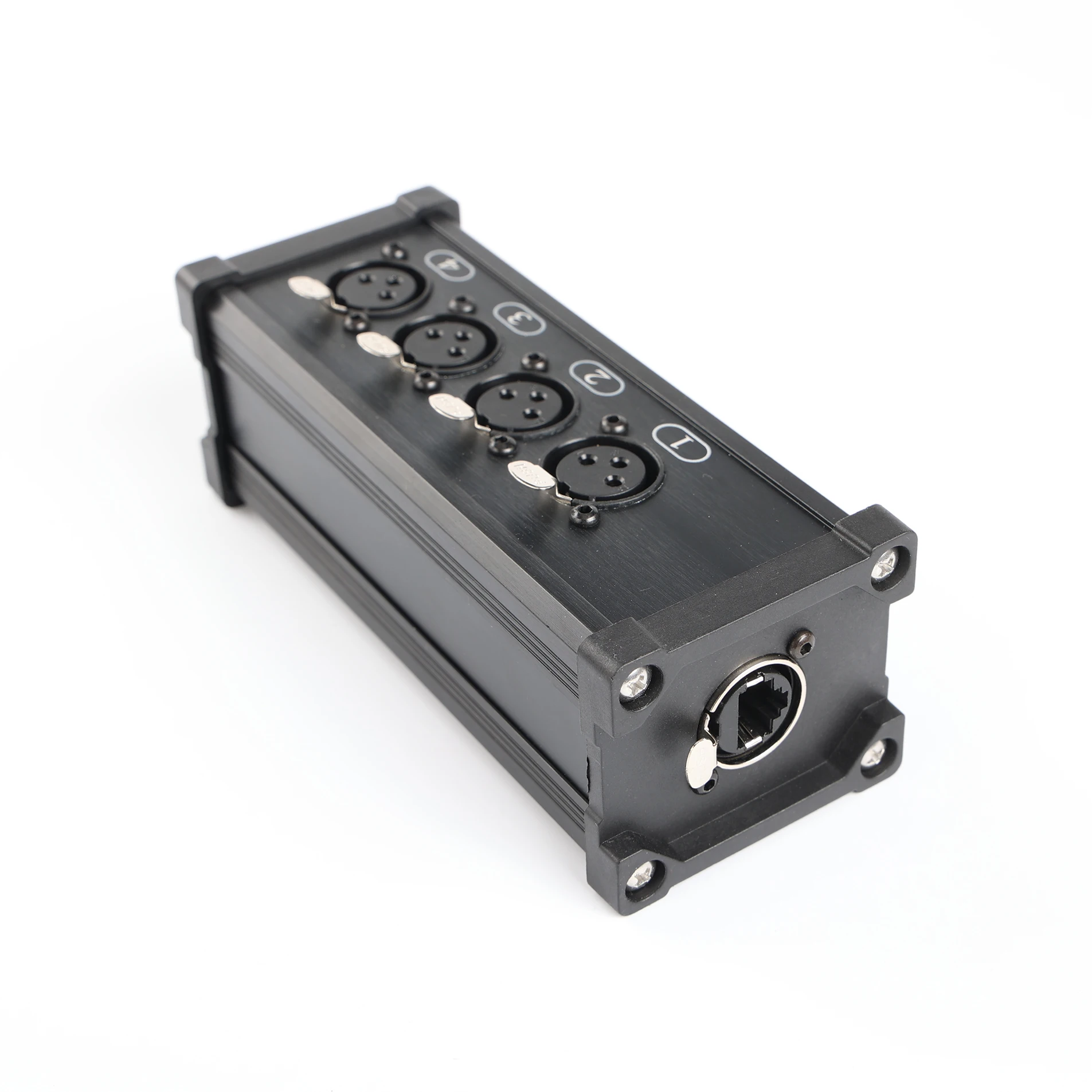 Aluminum Alloy Ethernet Converter DMX RJ45 CAT6 Female To 4 3 Pin XLR Female Connectors Cable Audio Adaptor Signal Extender Box