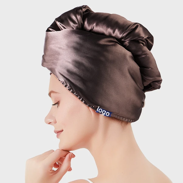 Luxury Two Layer Turban Dry Hair Hat Microfiber Shower Cap Beauty Silk Stain Double Side Microfiber Stain Hair Drying Towel Cap